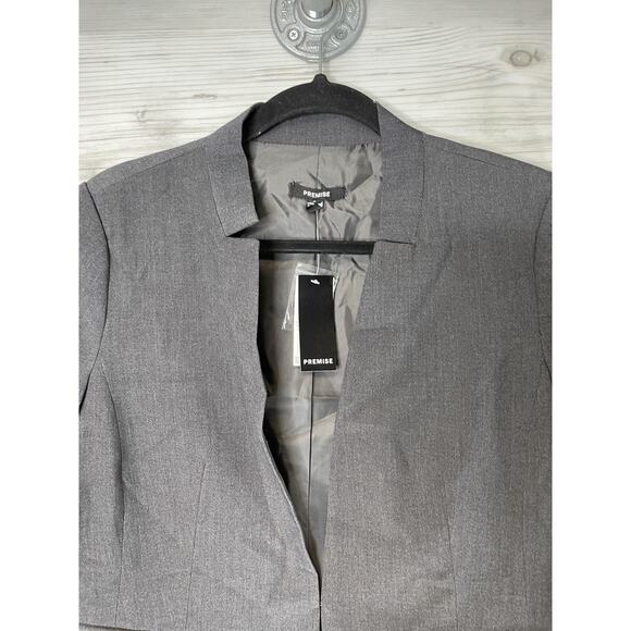 Premise Blazer Womens 8 Charcoal Heather Open Front Suit Jacket Cut & Sewn Work - Picture 2 of 11